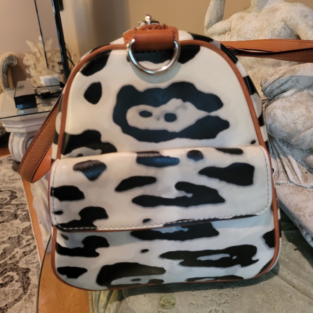 L.A.M.B. by Gwen Stefani Snow Leopard Satchel Designer Leather Vintage  #178 - Picture 5 of 17